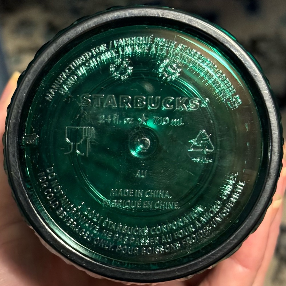 NWOT Starbucks Holiday Green Diamond Jeweled Studded Grid Tumbler Venti Cup - Picture 8 of 12